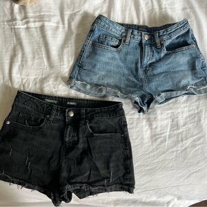 Wild Fable Blue and Black Jean Shorts Distressed Hem